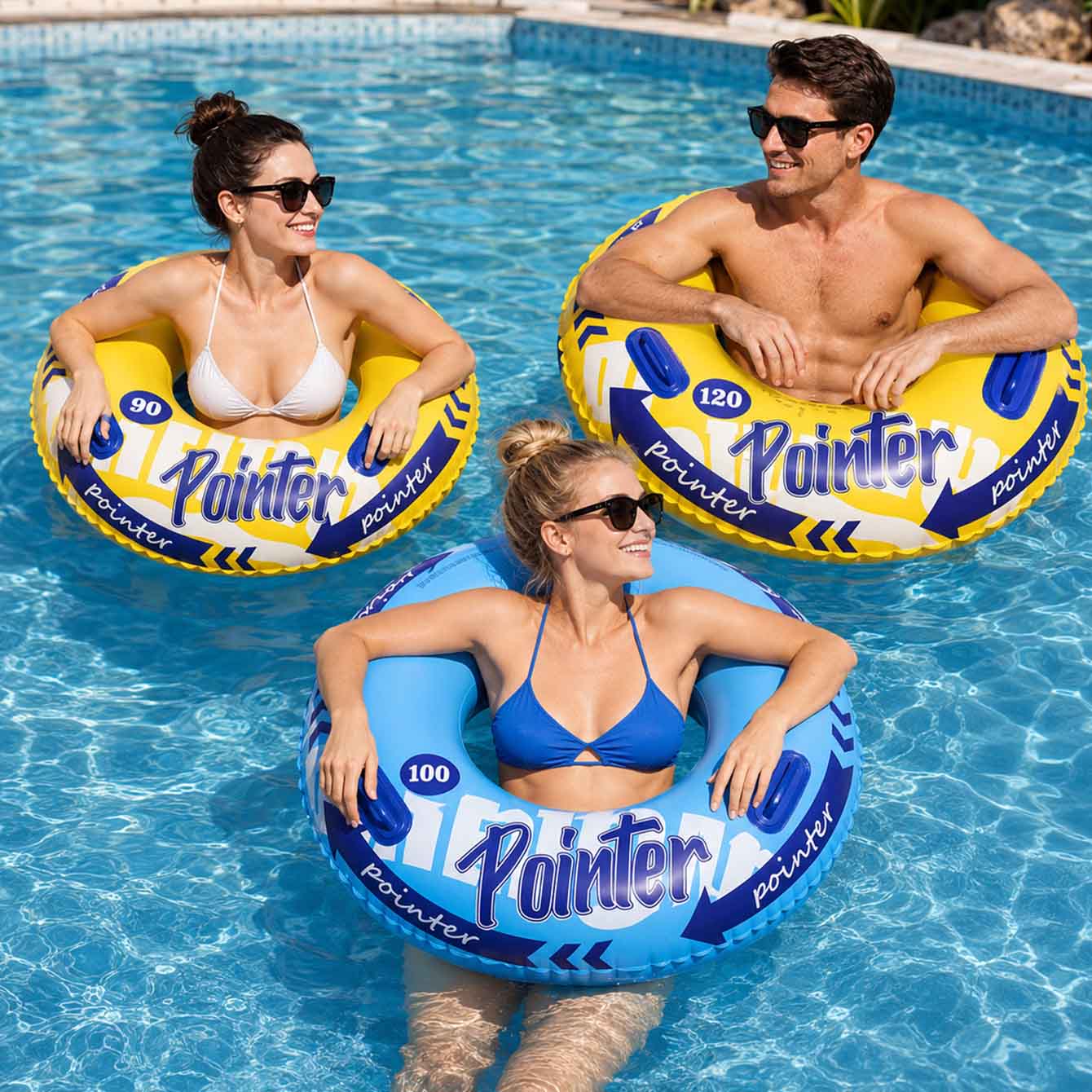 Pool Float Ring Inflatable - 1PC Inflatable Swim Ring with Handles