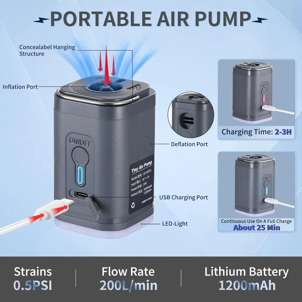Mini Portable Air Pump with 13 - Pool Lounger Inflatable review and price