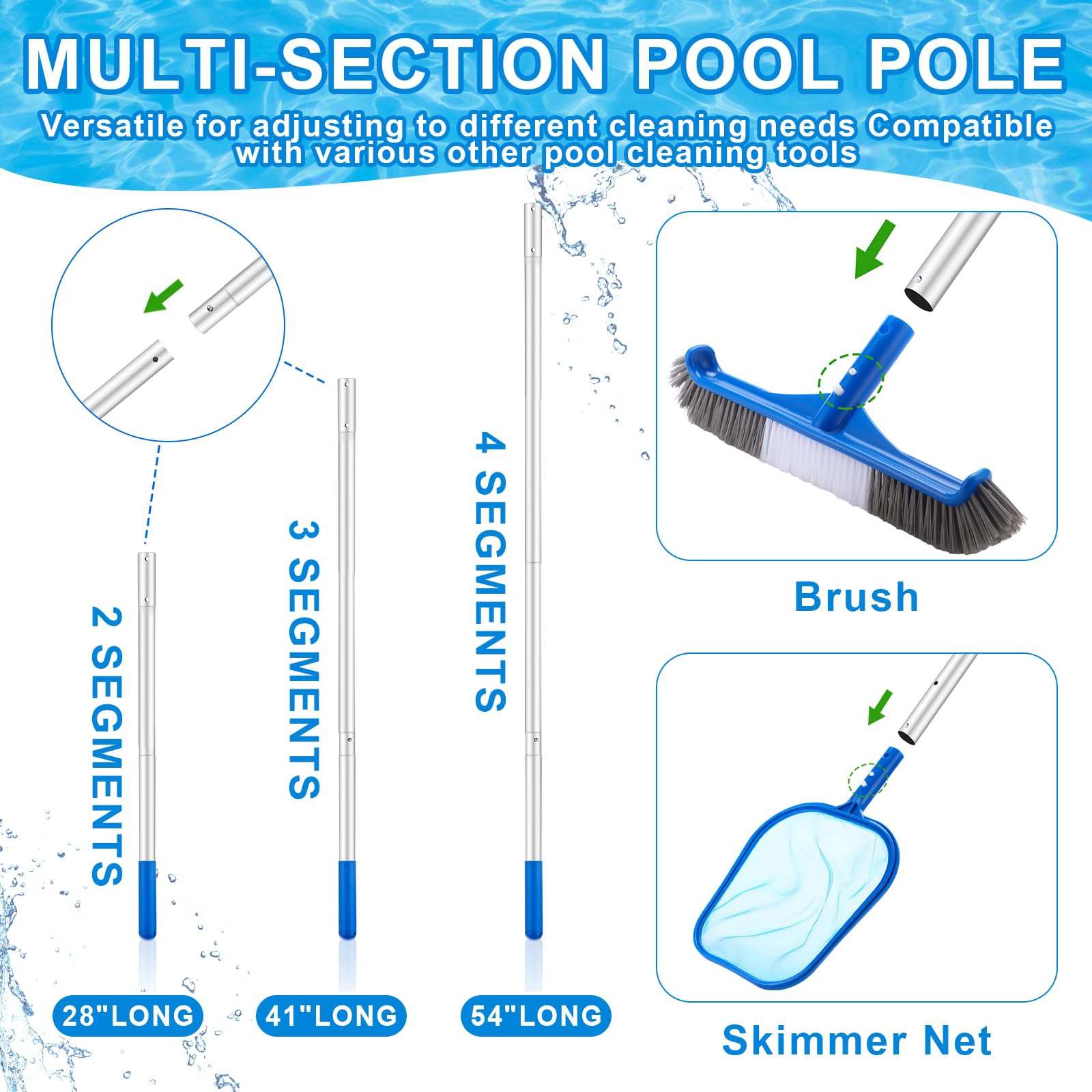 3 Pcs Pool Cleaning Kit with H - Pool Skimmer Net review and price