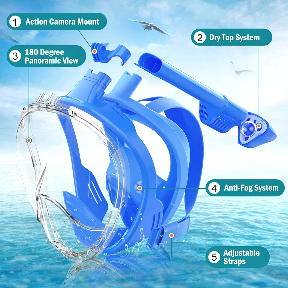 Kids Full Face Snorkel Mask Di - Snorkel Mask Full Face review and price