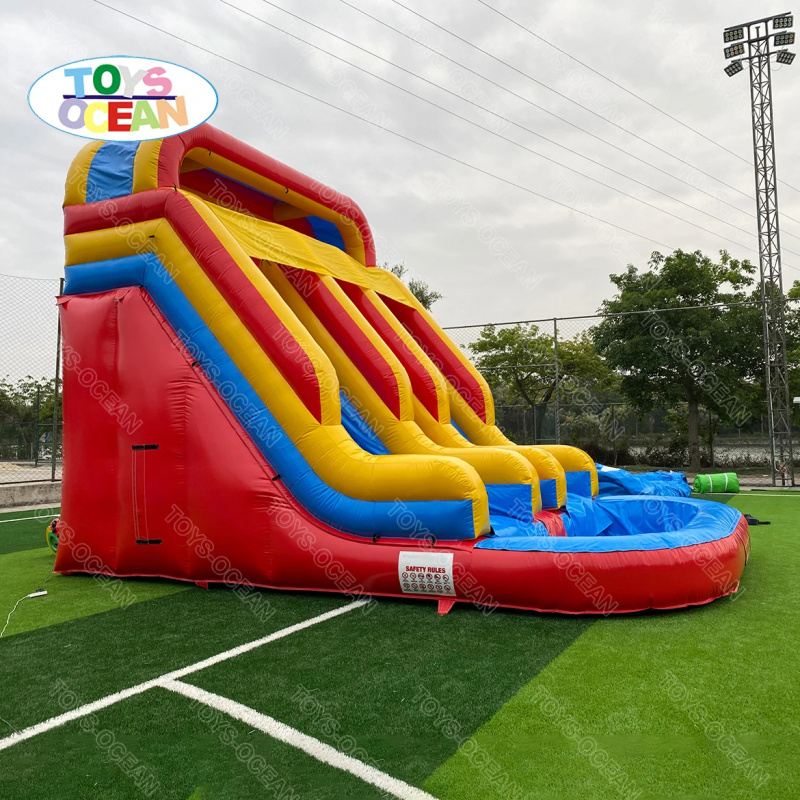 Red Yellow Blue Triple Lane In - Water Slide Inflatable review and price
