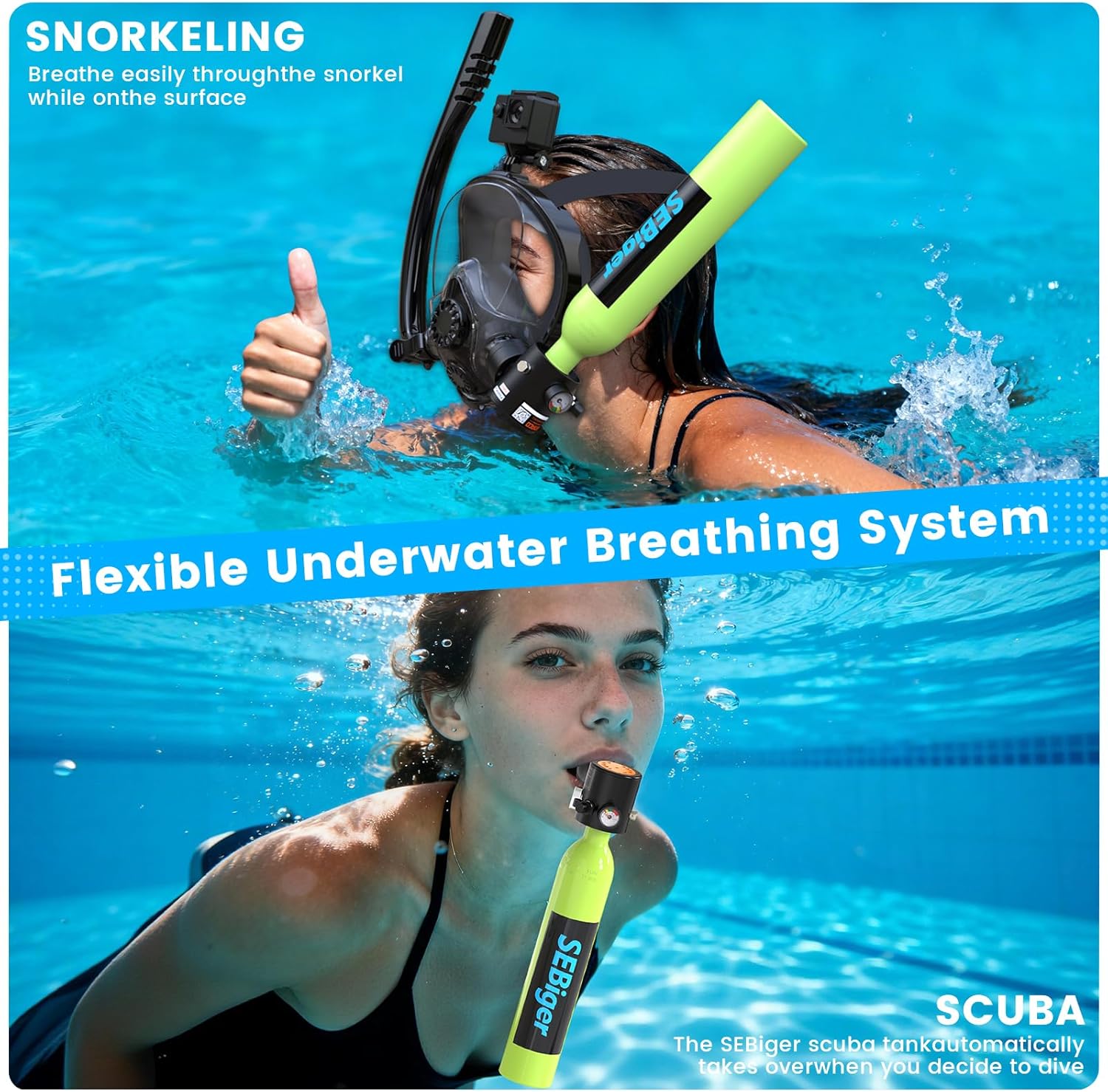Mini Scuba Tank 0.5L with Full - Snorkel Mask Full Face review and price