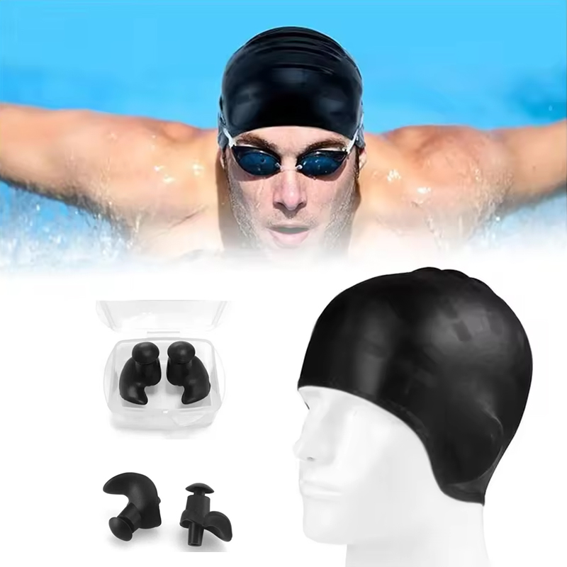 Silicone Swimming Cap + Earplu - Pool Cover Waterproof review and price