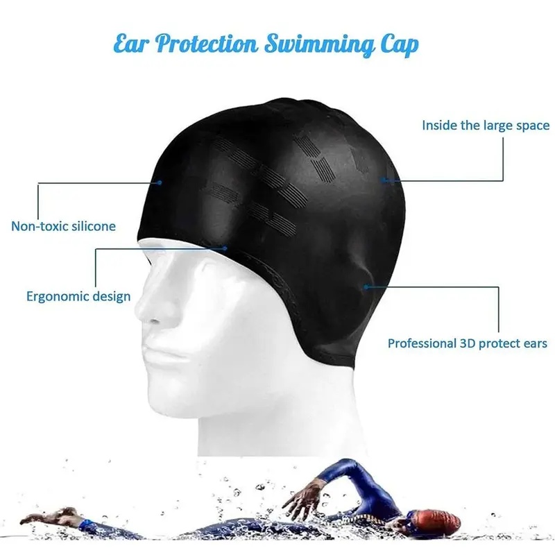 Silicone Swimming Cap + Earplu - Pool Cover Waterproof review and price